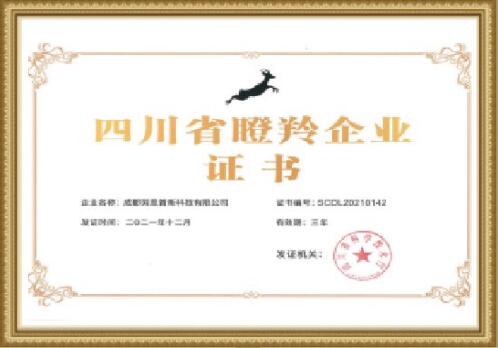 四川省瞪羚企业证书